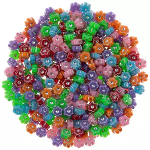 Glitter Flower Pony Beads (Pack of 300) Jewellery Making