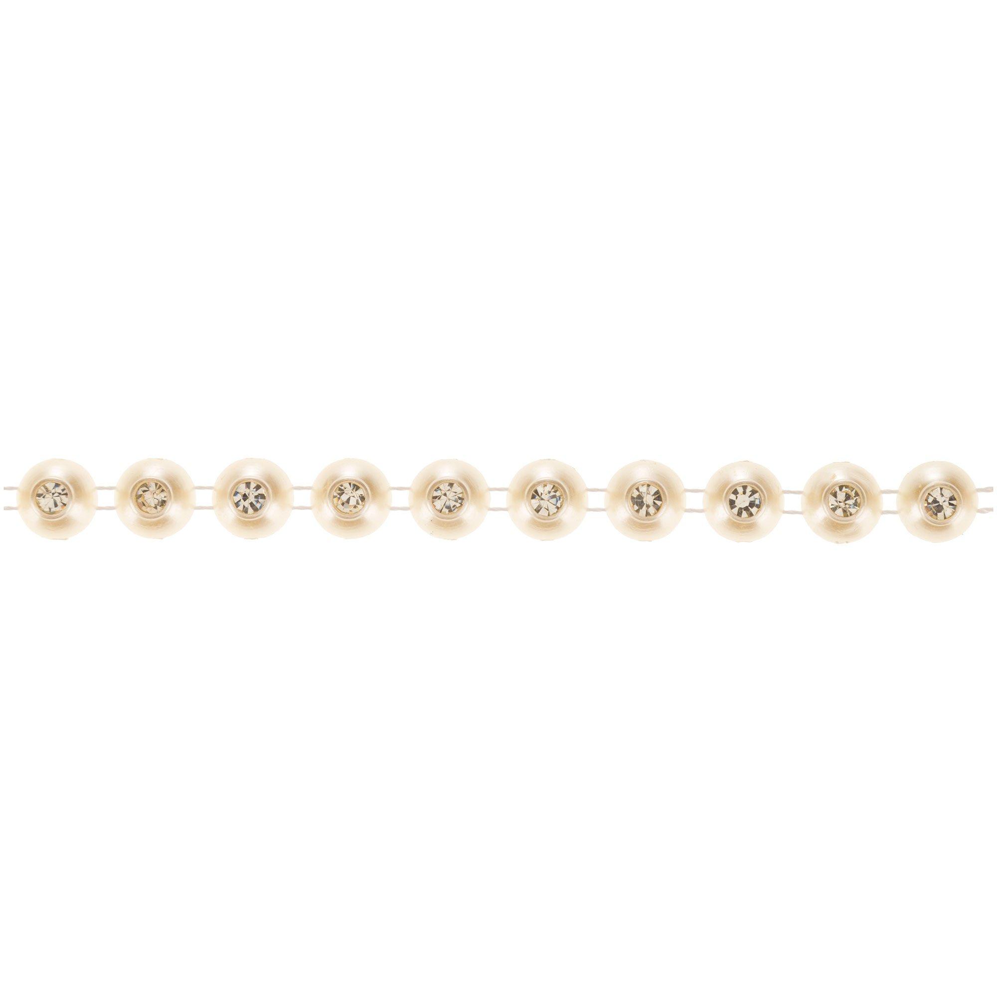 Dangling Gold Rhinestone trim with pearl by yard, Rhinestone trim – Fifi's  Craft