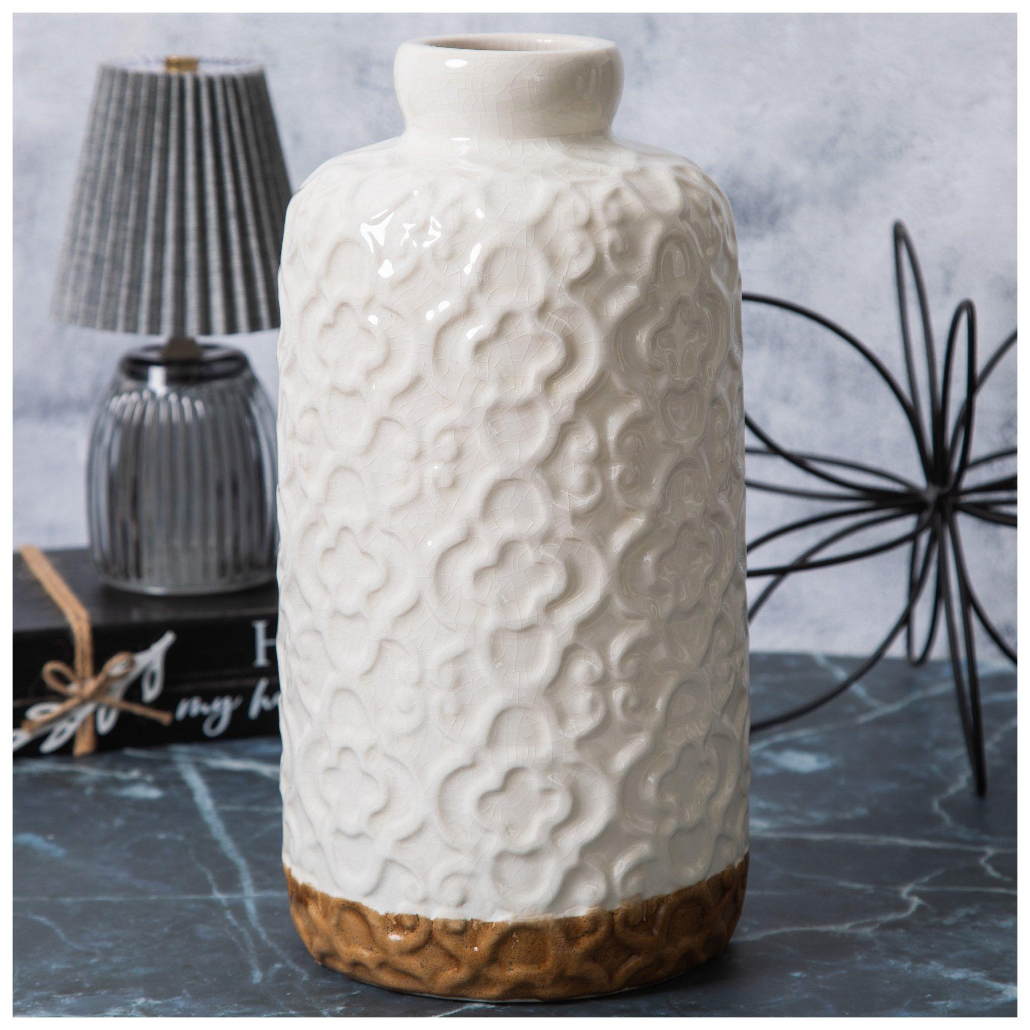 White & Brown Quatrefoil Vase | Hobby Lobby | 1254473