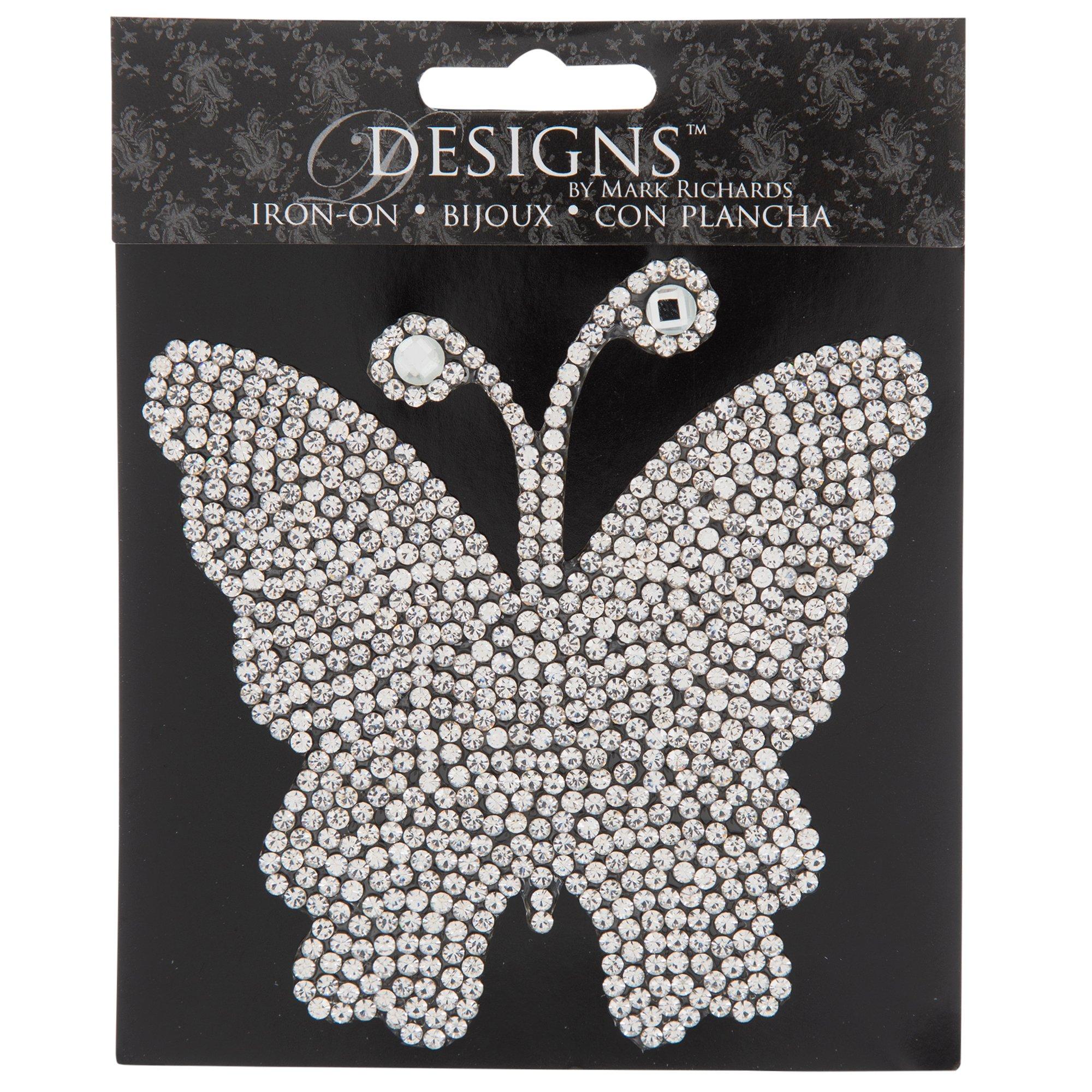 Rhinestone Applique Crystal AB Butterfly Gold Beaded Patch