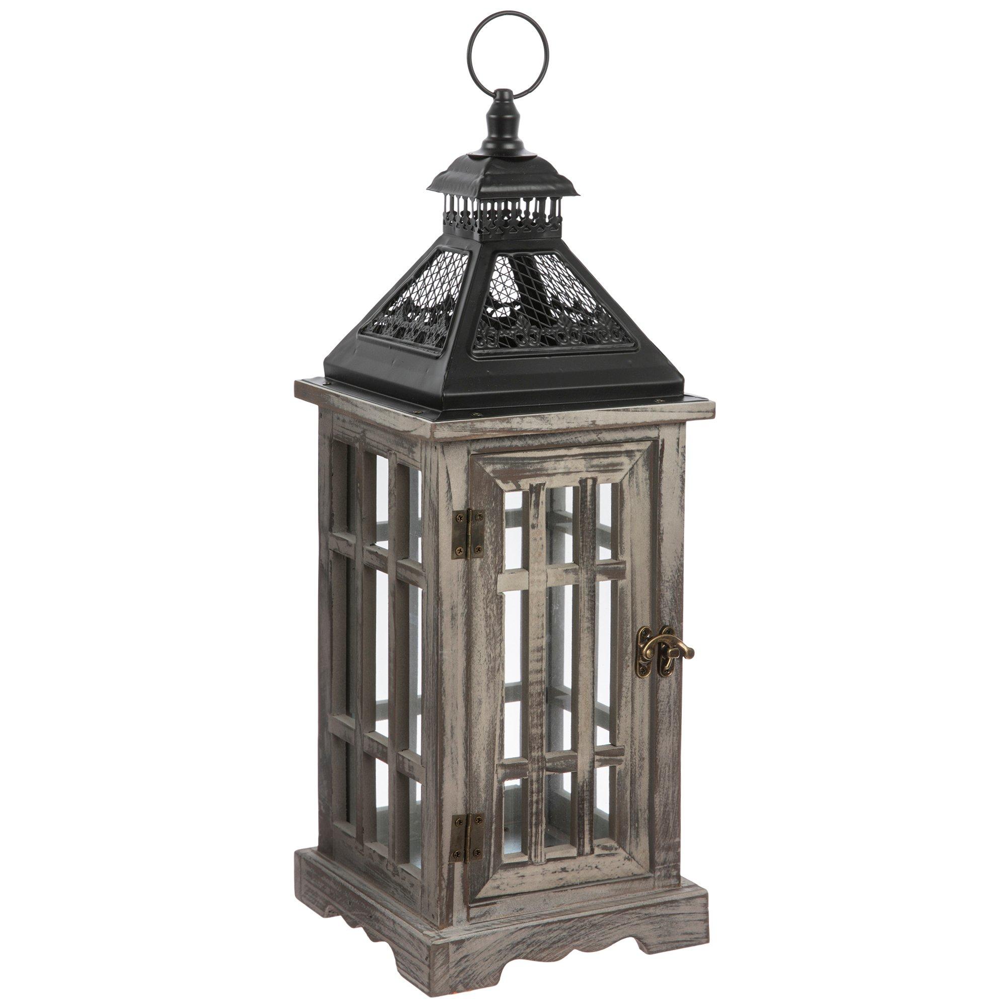 Black & Gray Wood Lantern | Hobby Lobby | 1274406