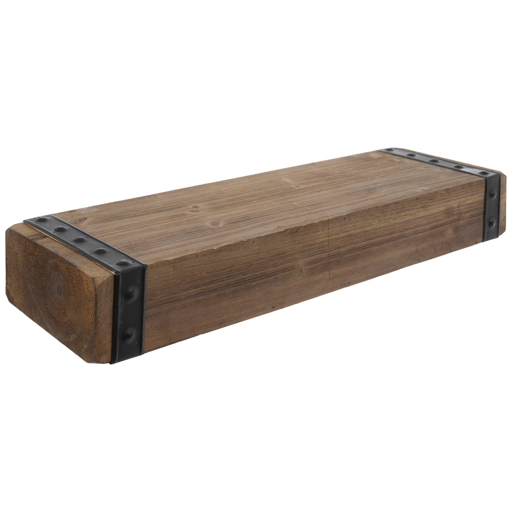 Rustic Studded Edge Wood Floating Shelf view 1