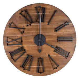 Round Planked Wood Wall Clock