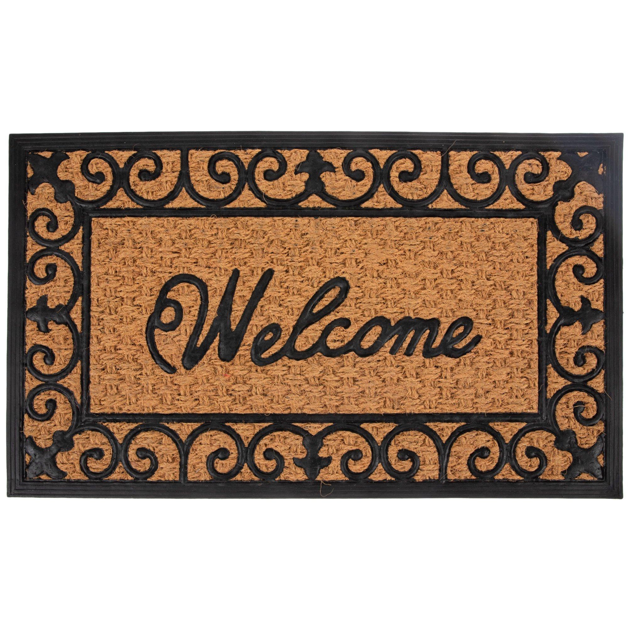 Home Sweet Home Welcome Mat At Custom Front Door of House., Stock image