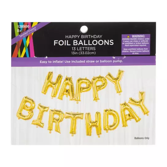 Gold Foil Happy Birthday Balloon Banner, Hobby Lobby