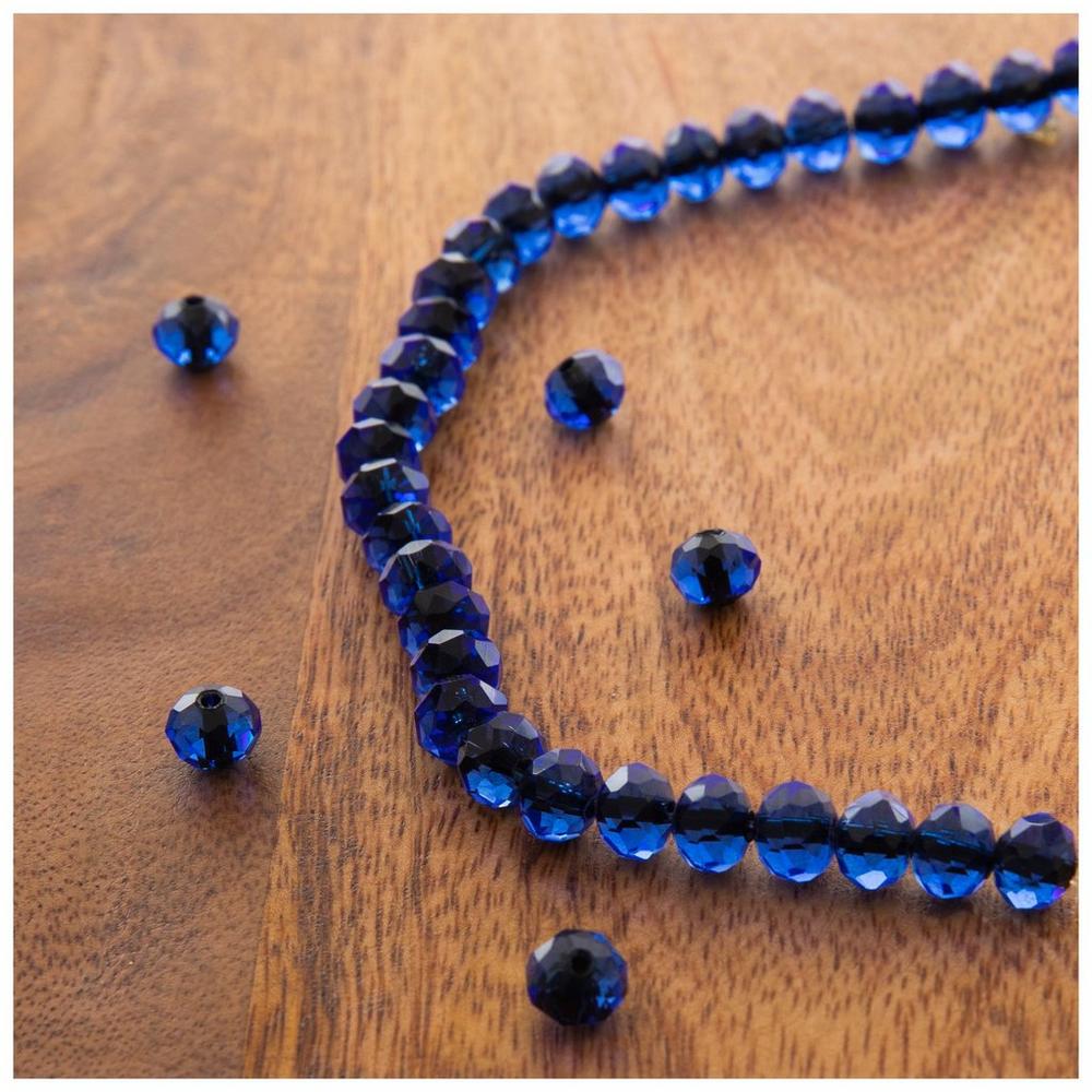 Capri Blue Color 8x8mm Faceted Bicone Glass Beads Jewelry Making 48