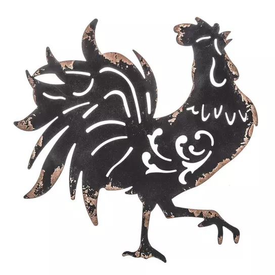 Black Rooster Metal Wall Decor
