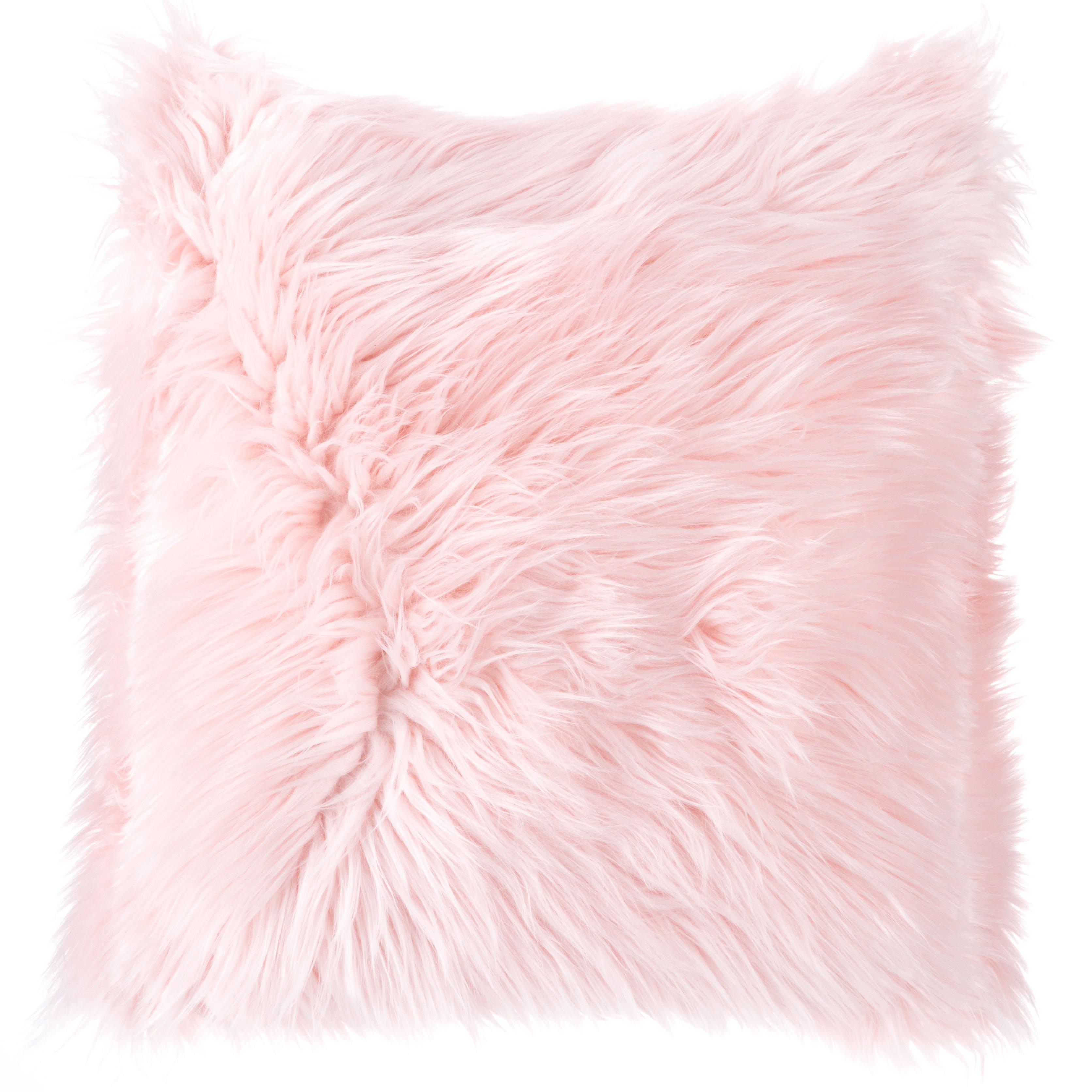 Pink furry throw discount pillows