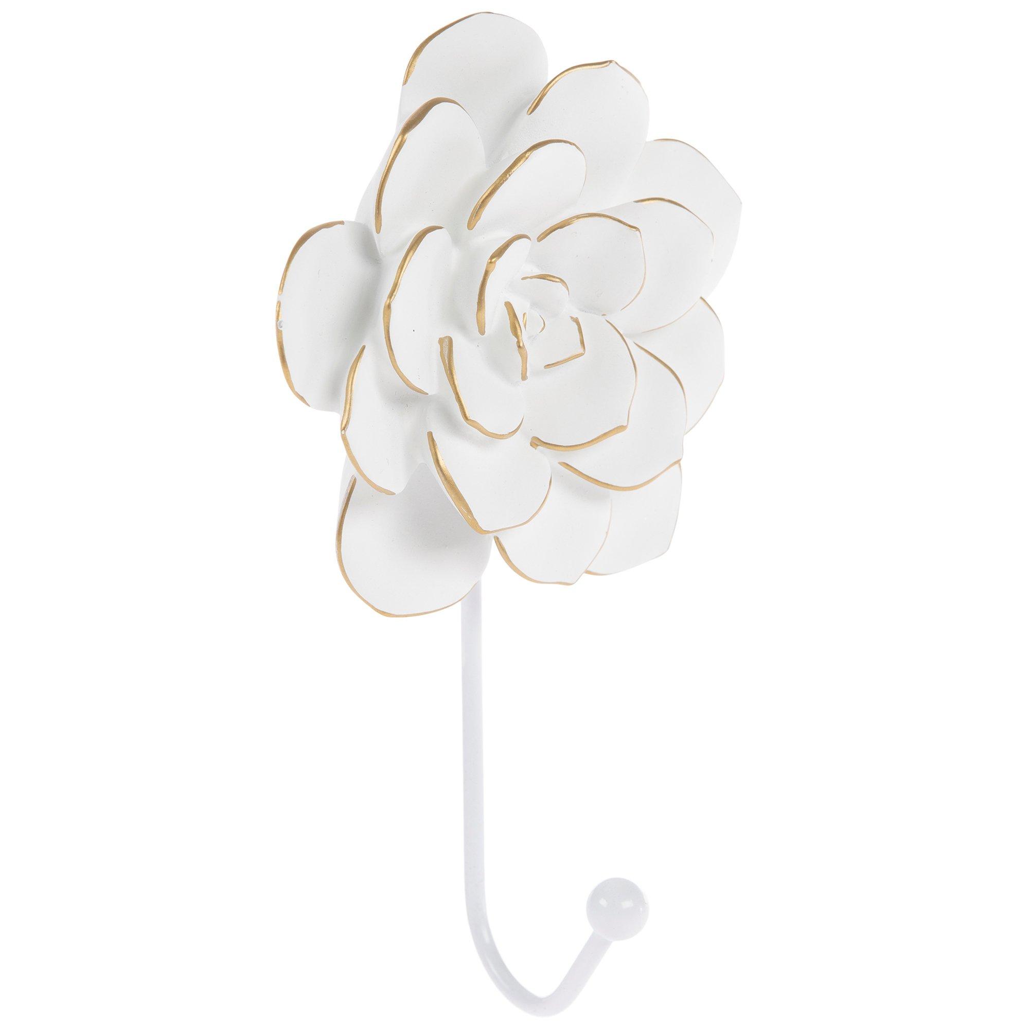 White & Gold Flower Wall Hook, Hobby Lobby