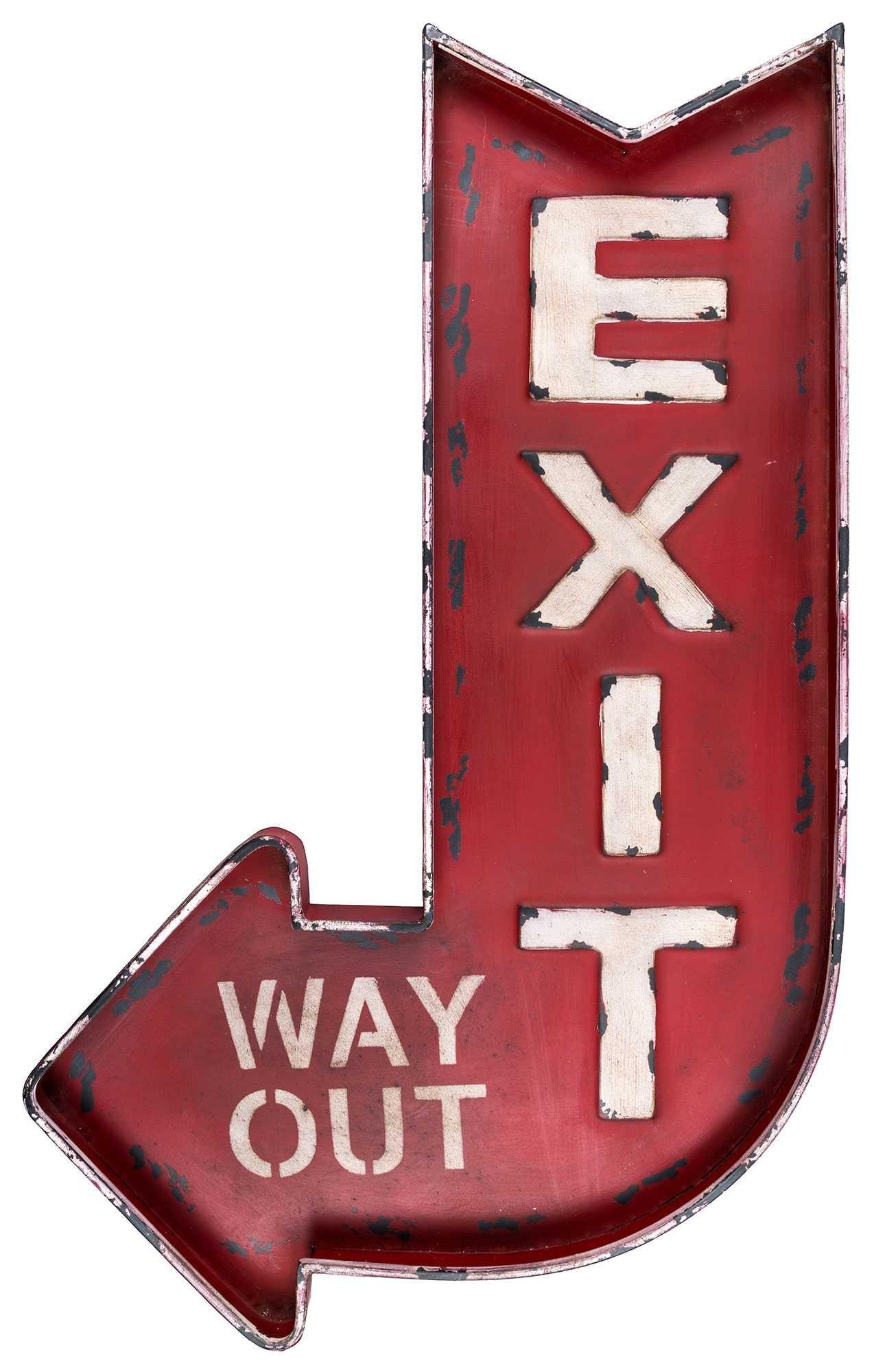 Exit Arrow Distressed Metal Wall Decor