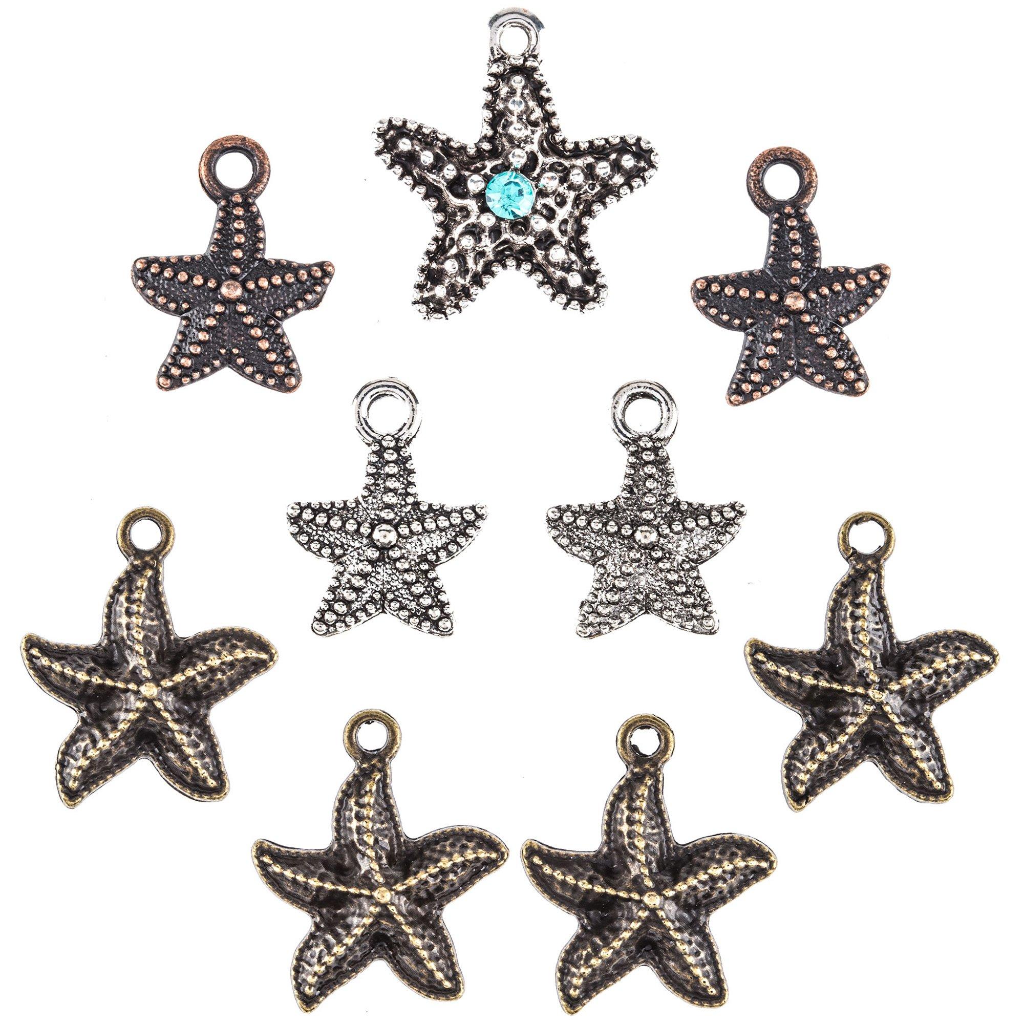 Vintage Silver Charms For Jewelry Making Set Starfish From