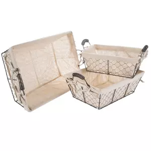 Rectangle Chicken Wire Baskets With Liners Set