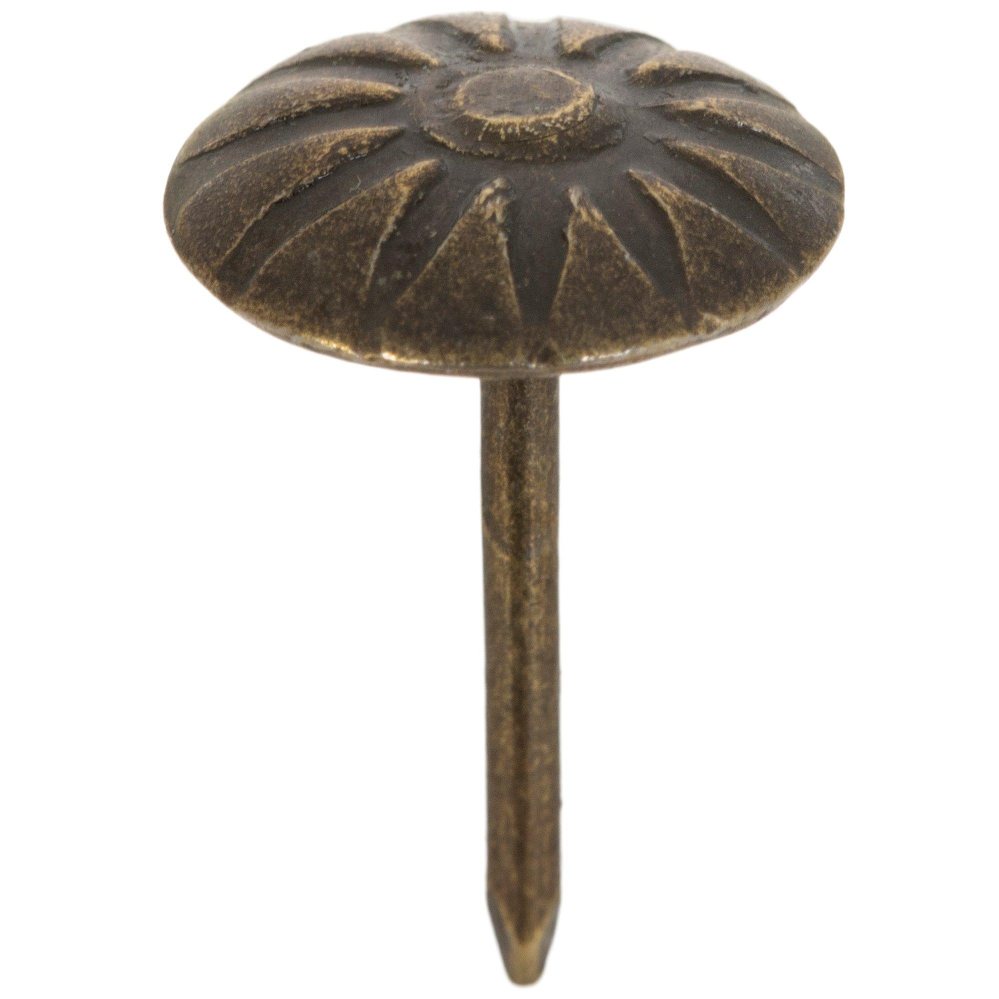 200-Pack 16mm Brass-Plated Turtle Back Tacks – Vintage Upholstery Nails, Hobnail Decor For Furniture, Sofas, Headboards & DIY Projects