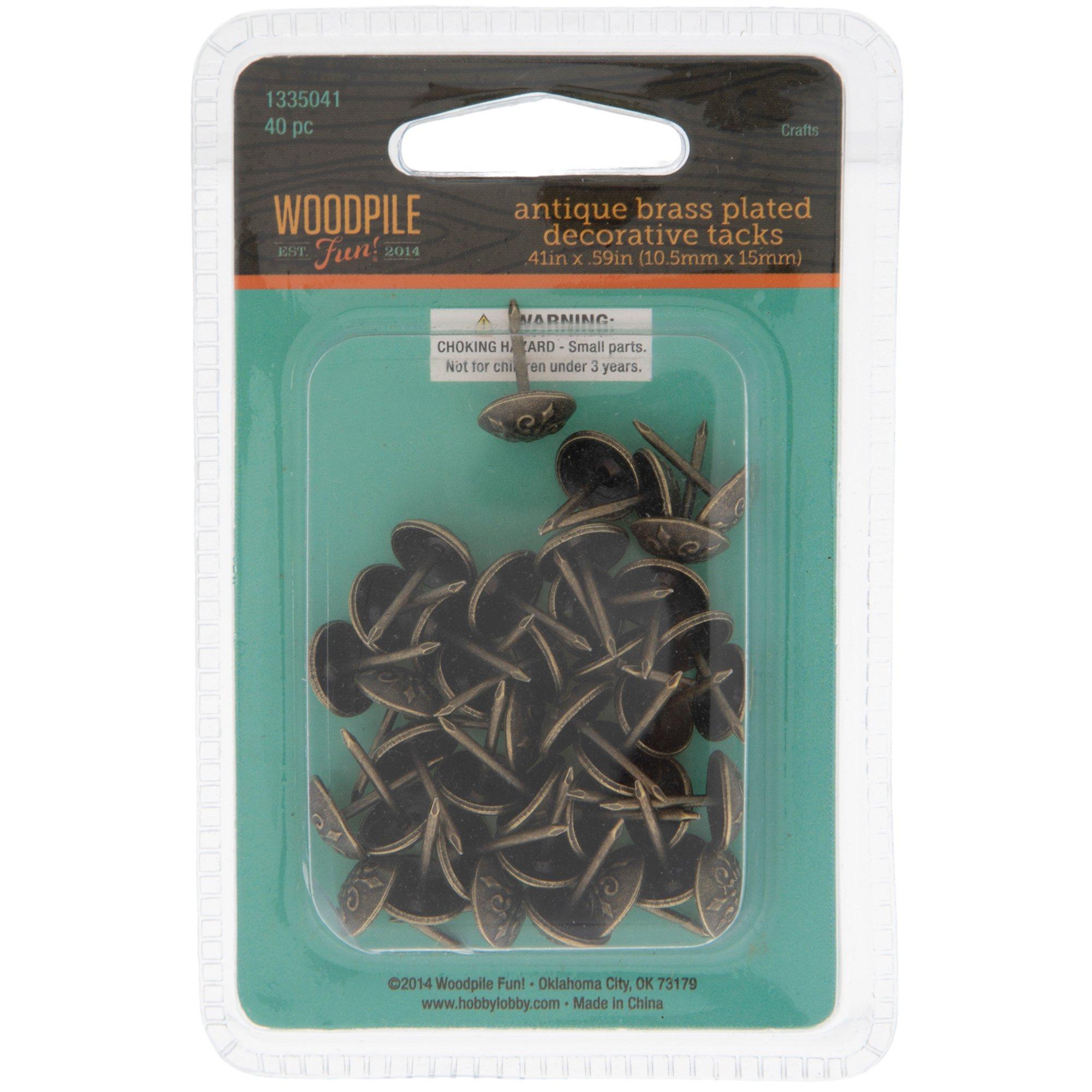 Antique Brass Plated Swirl Decorative Tacks 7/16" x 9/16" Hobby