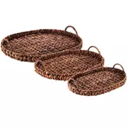 Oval Brown Woven Water Hyacinth Trays