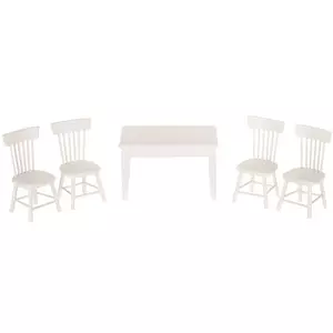 White Miniature Dining Table & Chairs