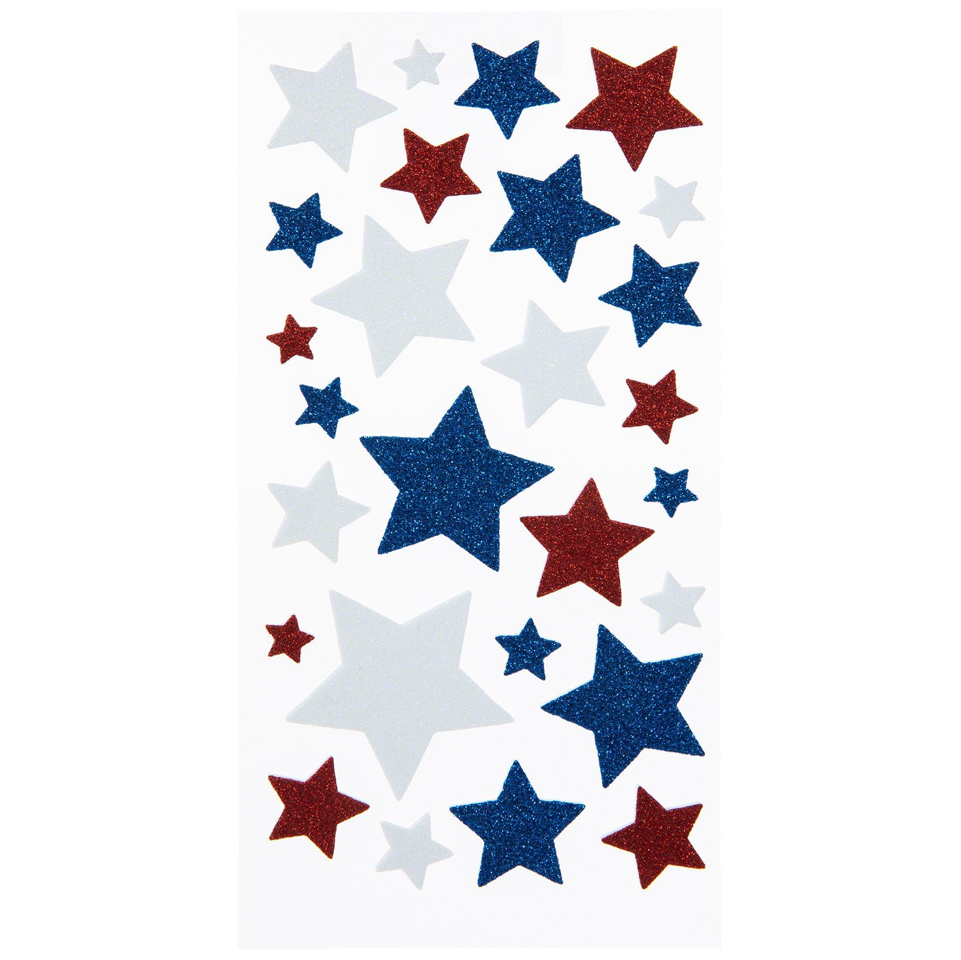 150pcs/lot Red Blue Color Glitter Foam Star Stickers National Flag