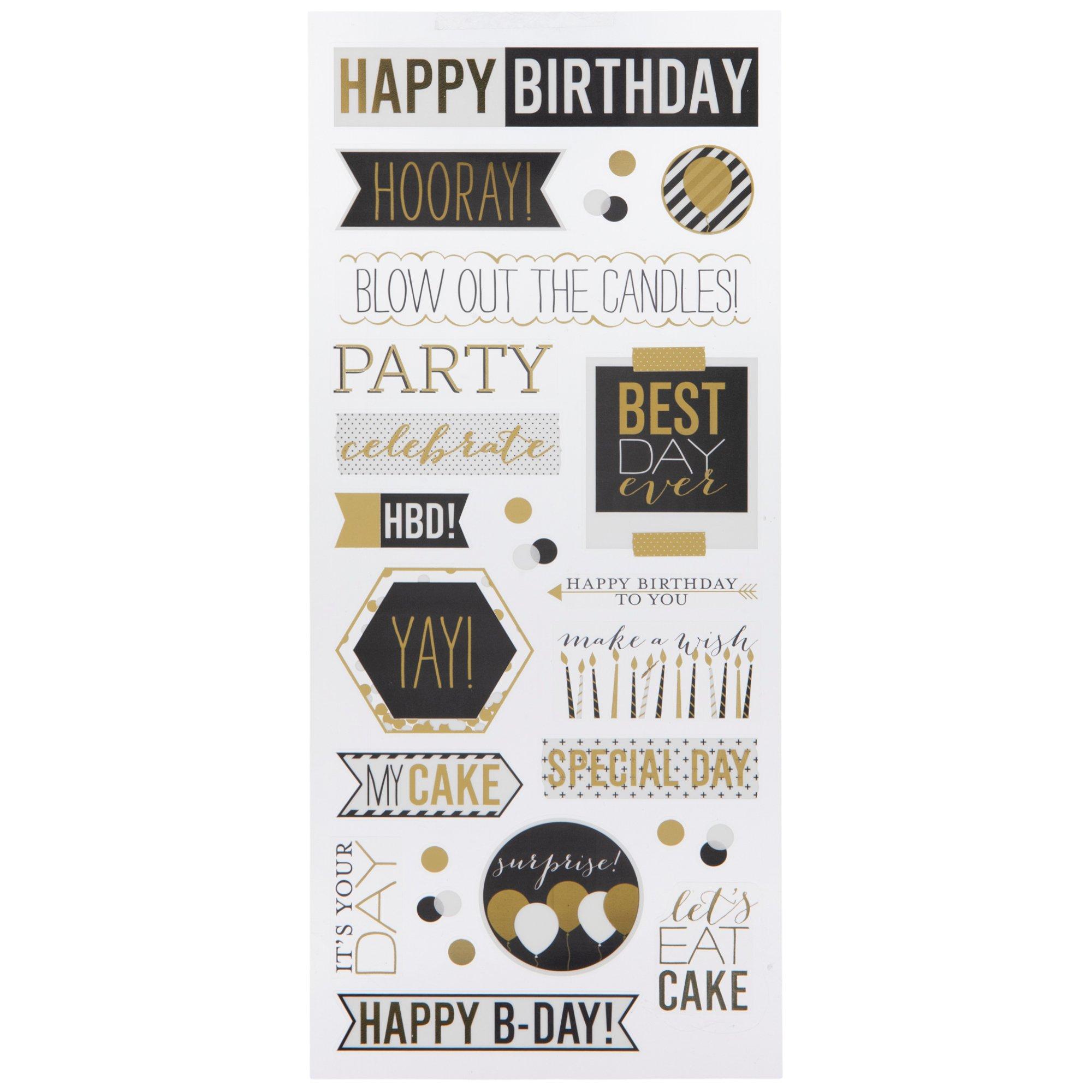 Happy Birthday Phrases Foil Stickers Hobby Lobby 1344381