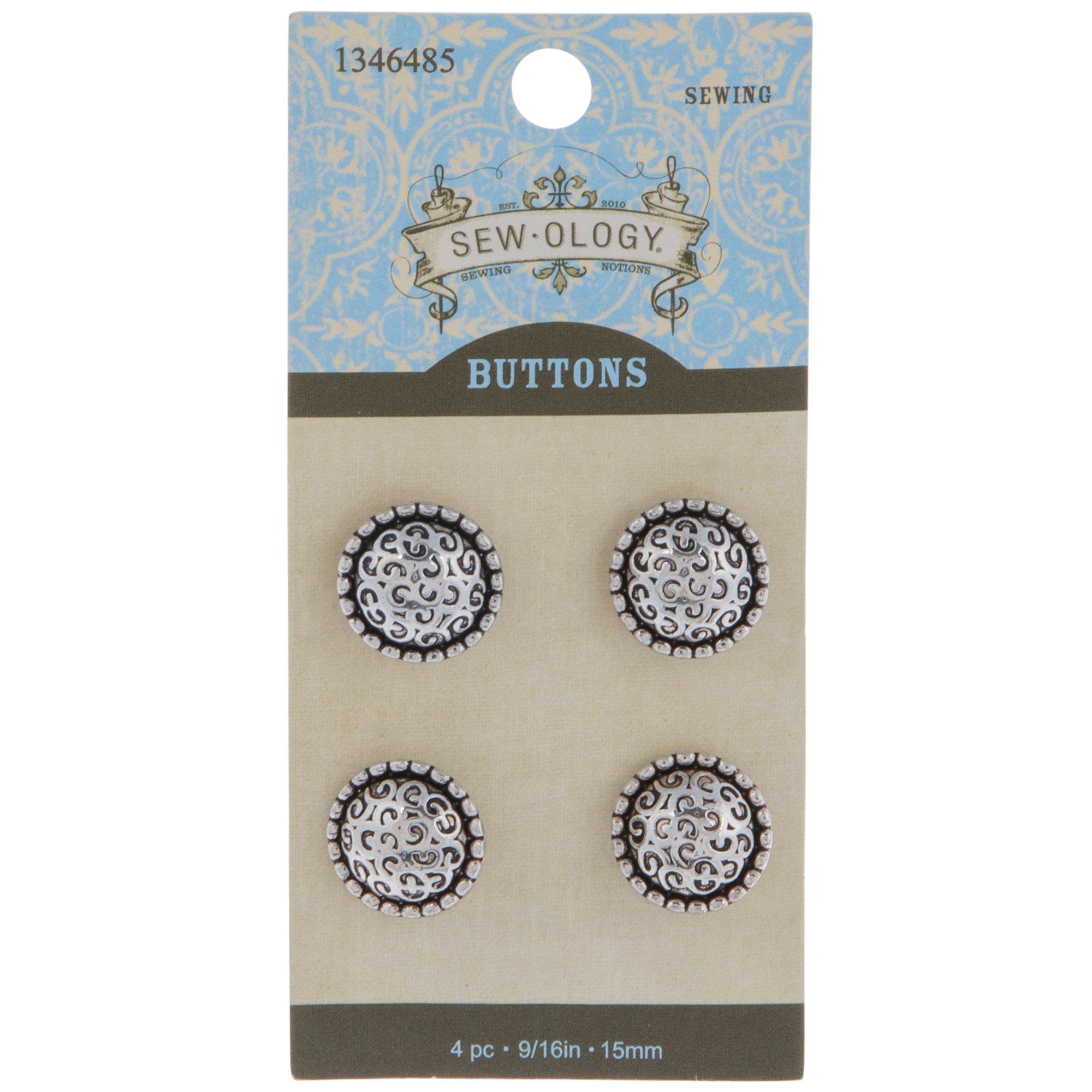 Silver Scroll Dome Shank Buttons - 15mm | Hobby Lobby | 1346485