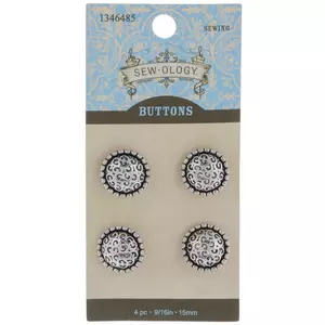 Silver Scroll Dome Shank Buttons - 15mm