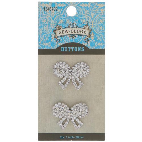 Rhinestone Bow Shank Buttons  26mm