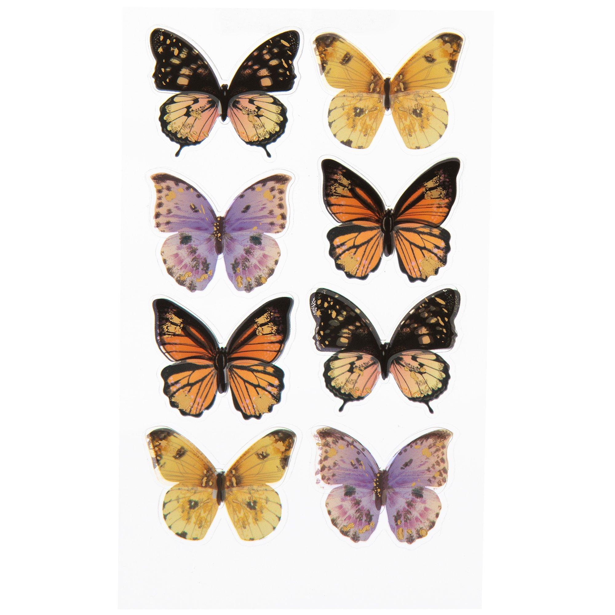 Glitter 3D Butterfly Stickers - 2 Styles