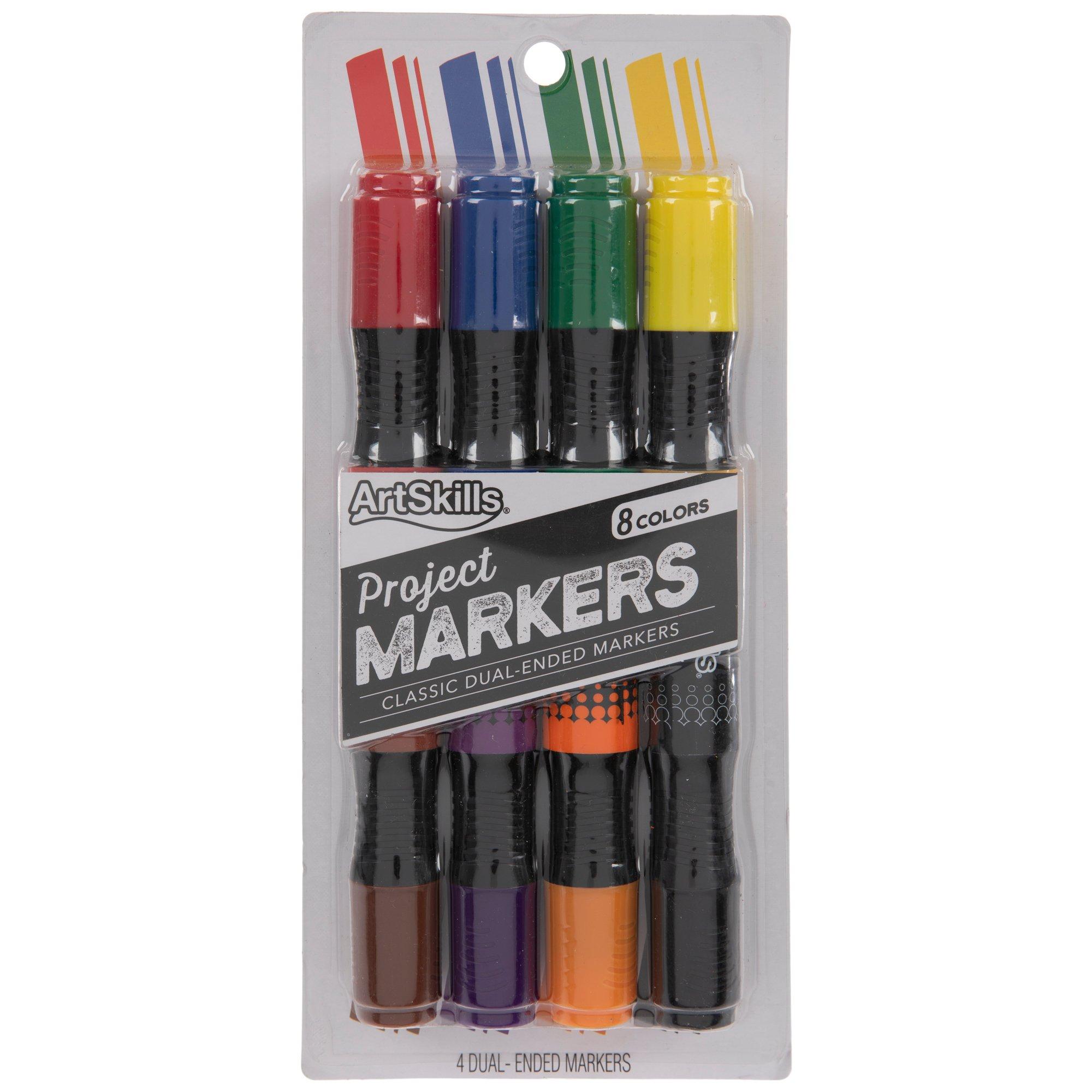 ArtSkills Dual Tip Permanent Markers, Chisel and Fine Tips, 8Pc 