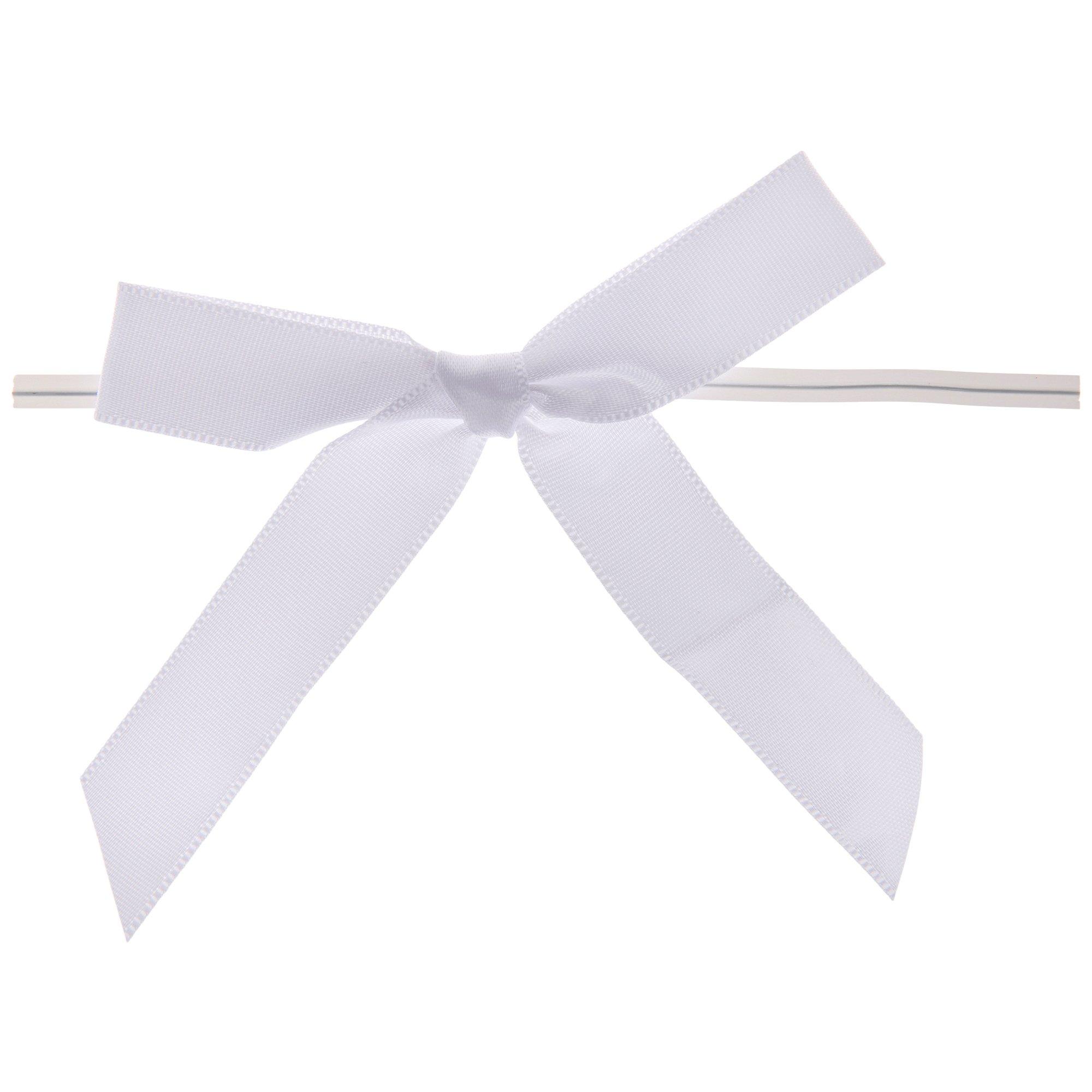 White Twist Tie Bow, 30 Pcs Small Bows for Crafts, Christmas White Bows for  Gift wrapping, Mini Pretied Satin Ribbon Bows, Twist Tie Bows for Treat