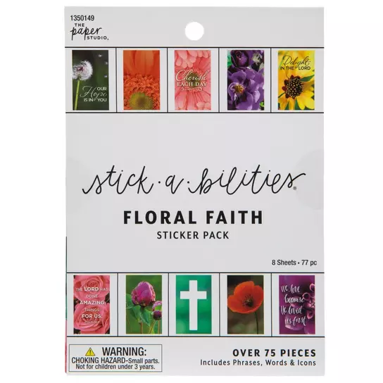the Paper Studio, Faith Words Sticker Pack, 19 Clear Stickers