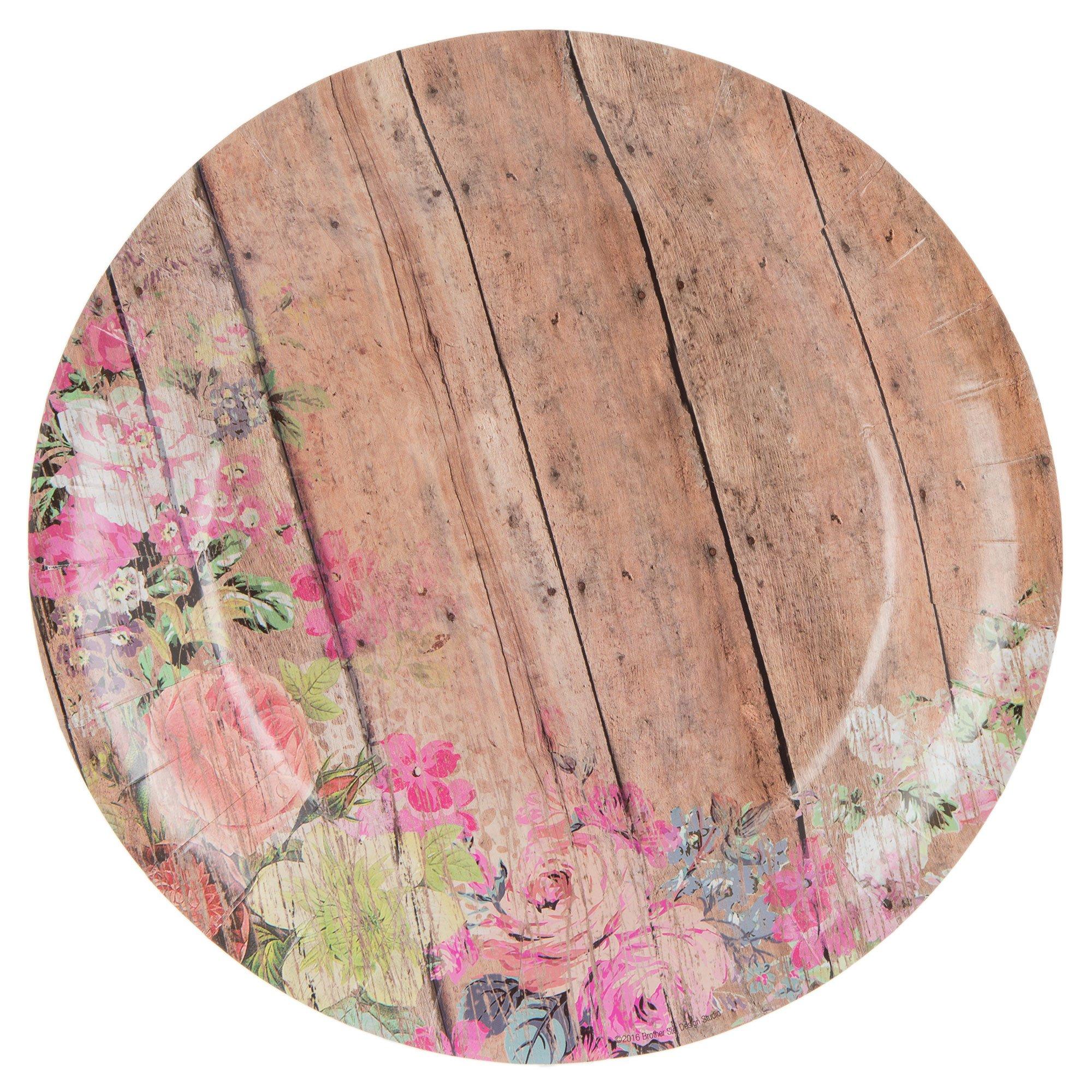 Wood Plank & Floral Paper Plates Hobby Lobby 1353093