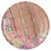 Wood Plank & Floral Paper Plates