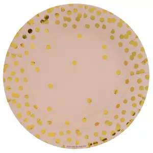 Pink Paper Plates With Gold Foil Dots