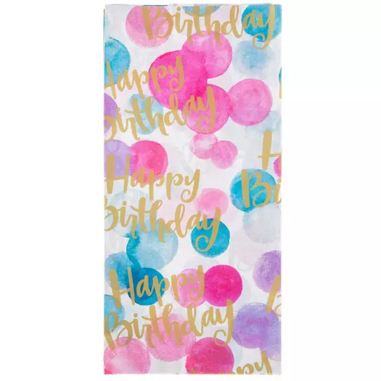 Watercolor Dots Happy Birthday Tissue Paper | Hobby Lobby | 1354174