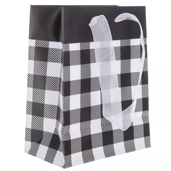 Black & White Buffalo Check Gift Bag, Hobby Lobby
