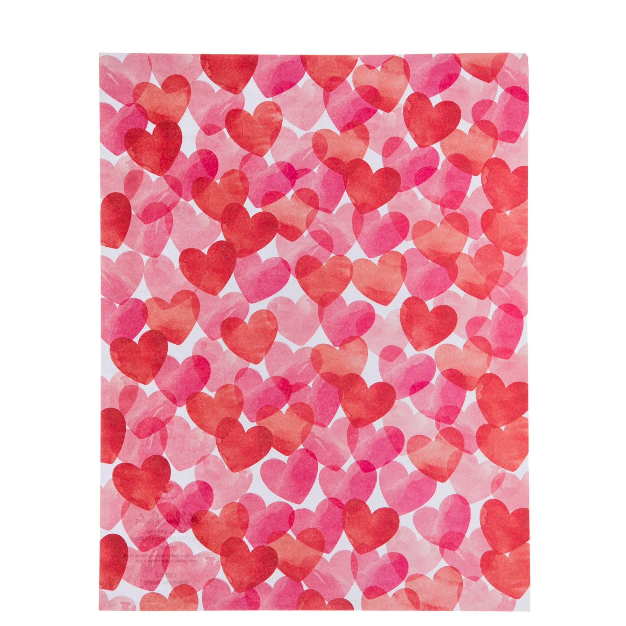 Watercolor Hearts Paper - 8 1/2