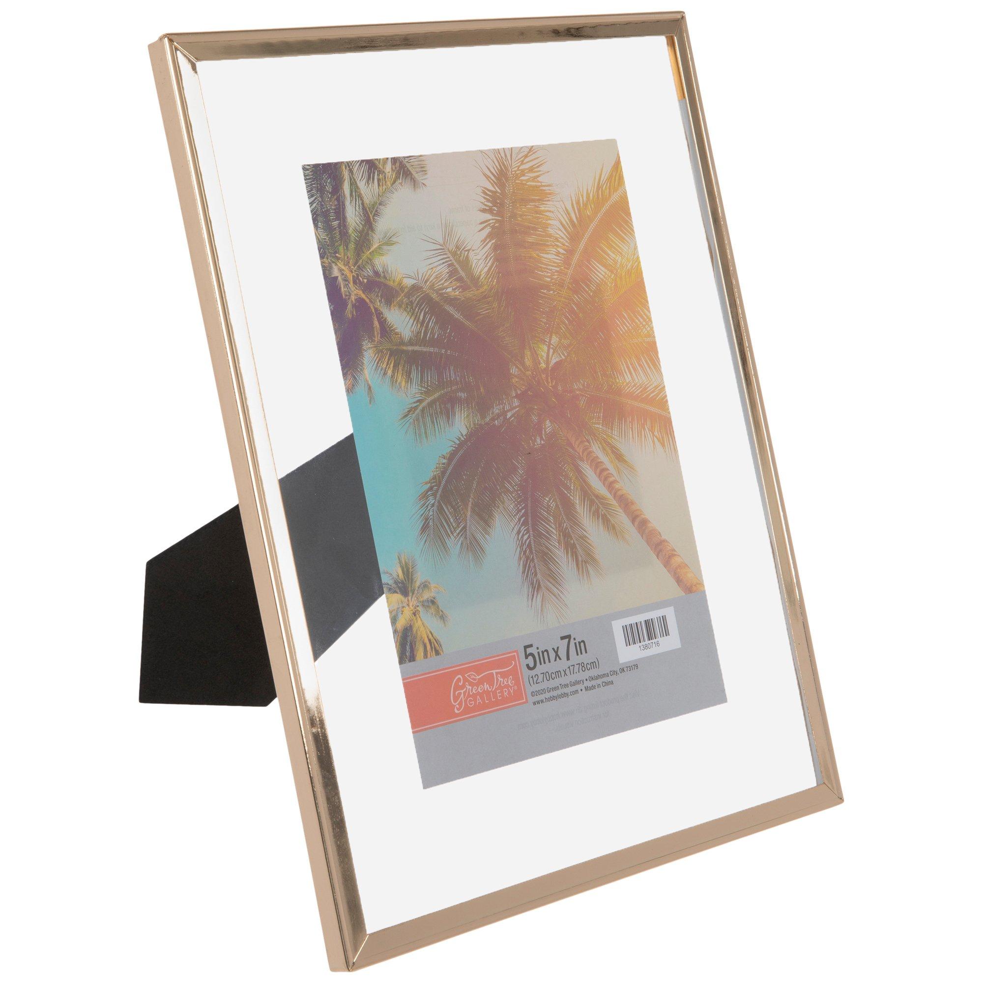 Metal Floating Frame gold color, 5" x 7" dimensions view 1