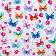 Watercolor Butterfly Cotton Apparel Fabric