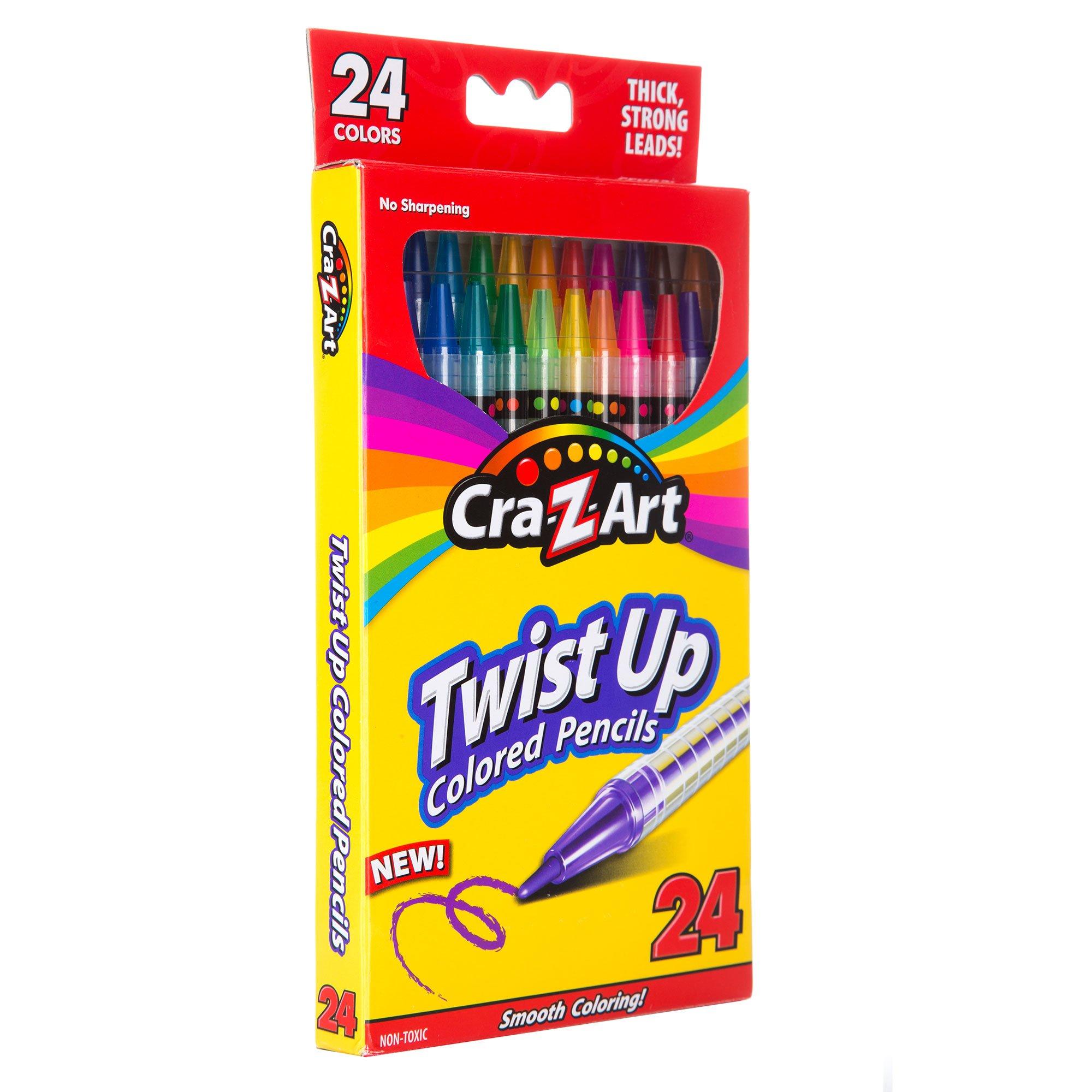 Plastic Twist Up Crayons Color Pencils, Assorted Colors Set 24 Twistables Pens for Monami
