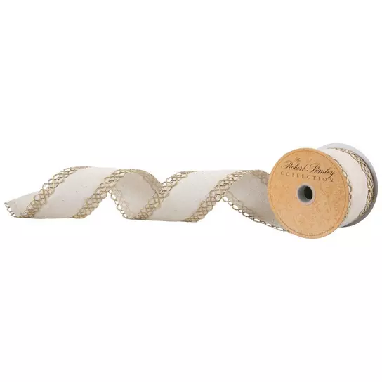 Gold Wired Edge Burlap Ribbon 2 inch by 11 yards Terra Cotta