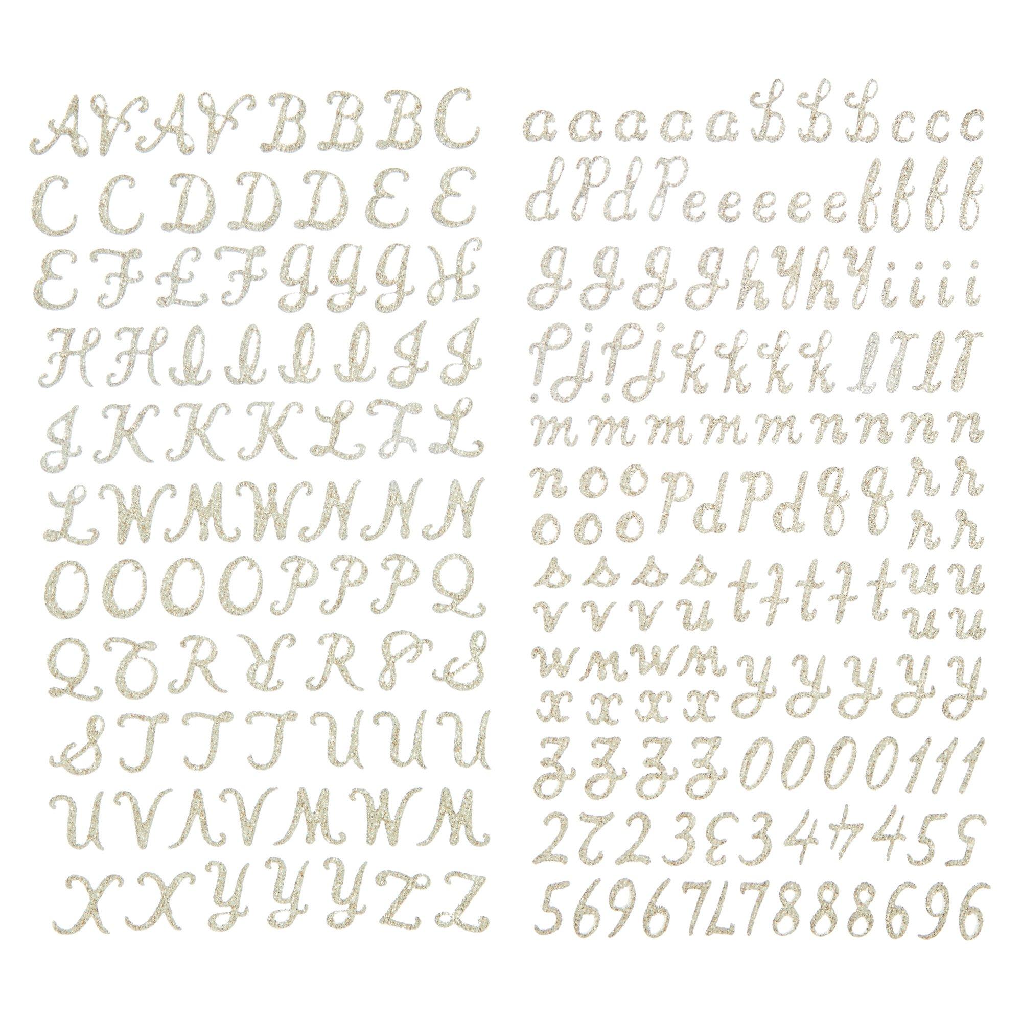 540pcs Black Letter Stickers, Glitter Cursive Alphabet Letter and