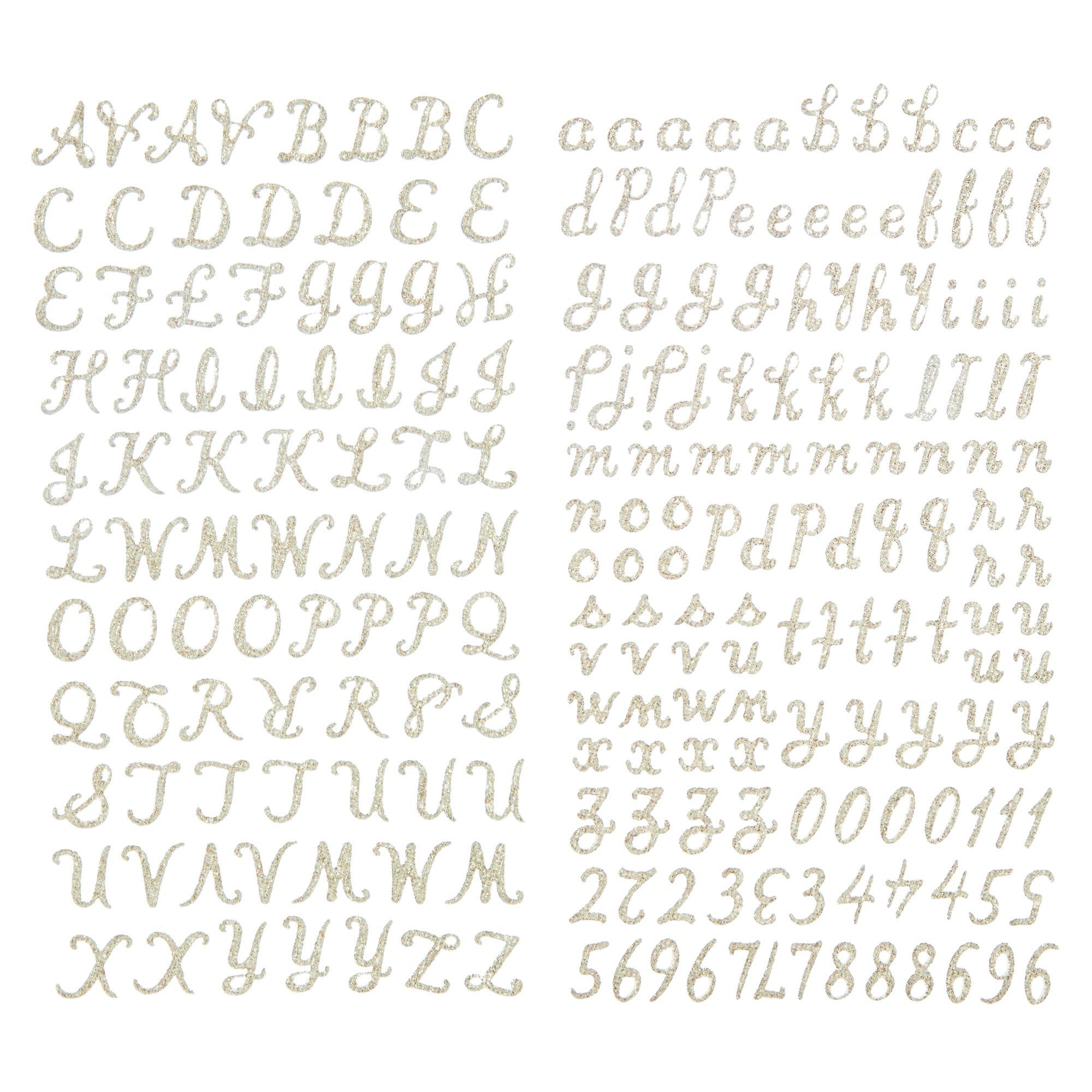Glitter Script Alphabet Stickers