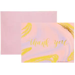 Pink & Gold Marble Thank You Cards