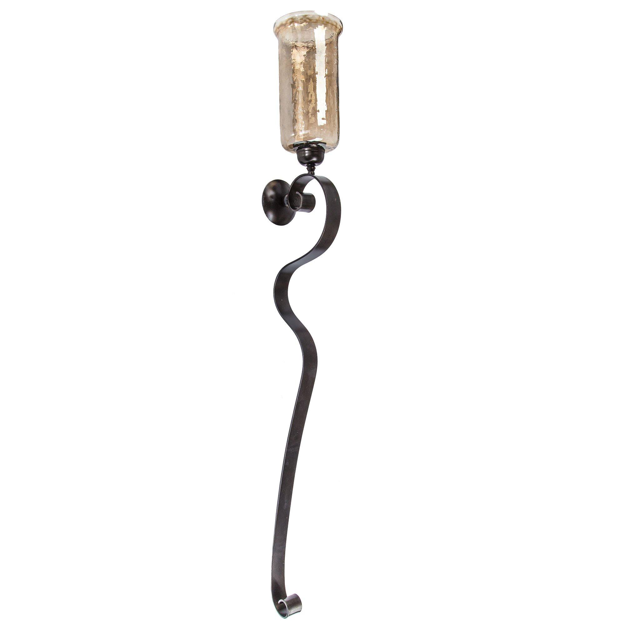 Distressed Gray Metal Scroll Wall Sconce