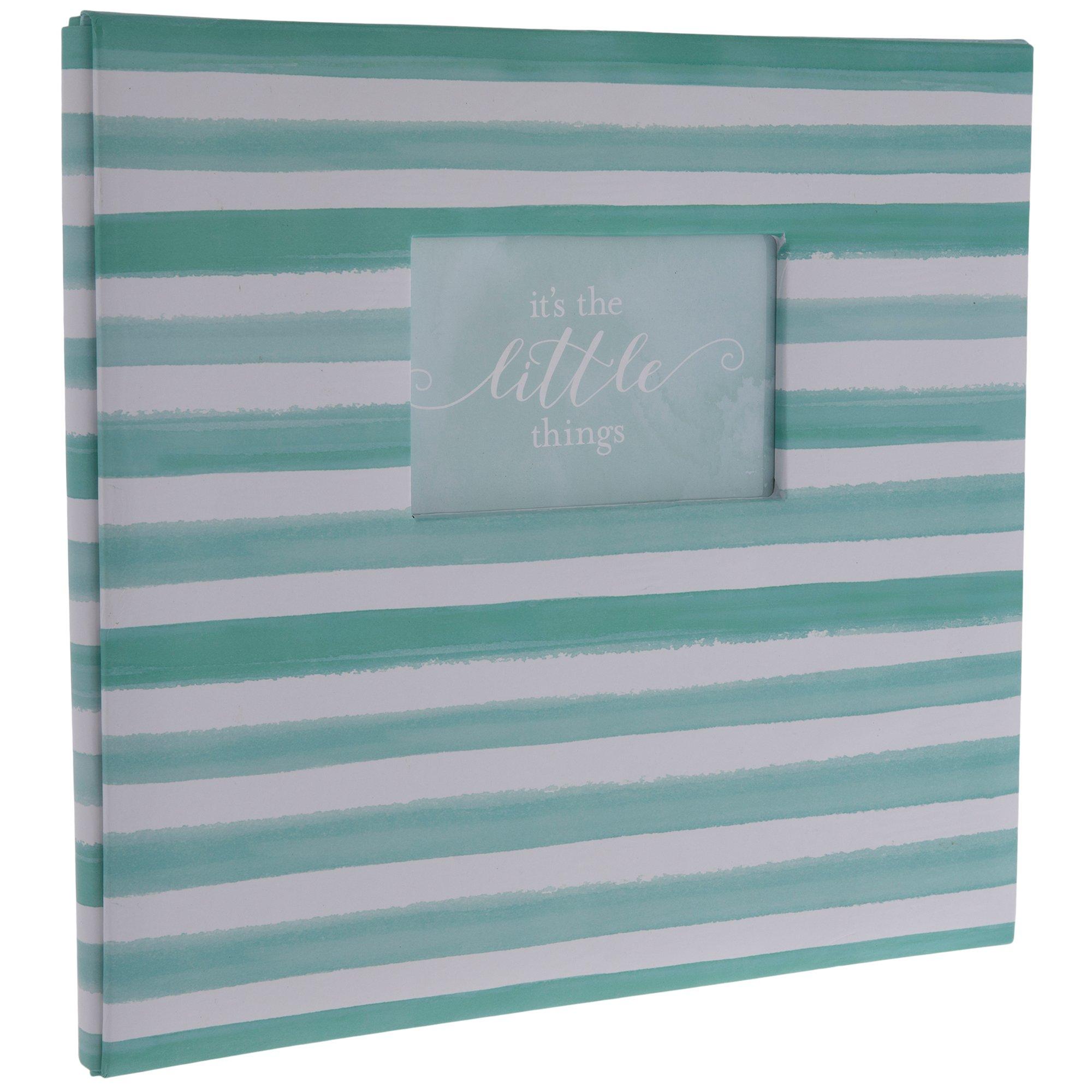Turquoise & White Striped Post Bound Scrapbook Album 12" x 12