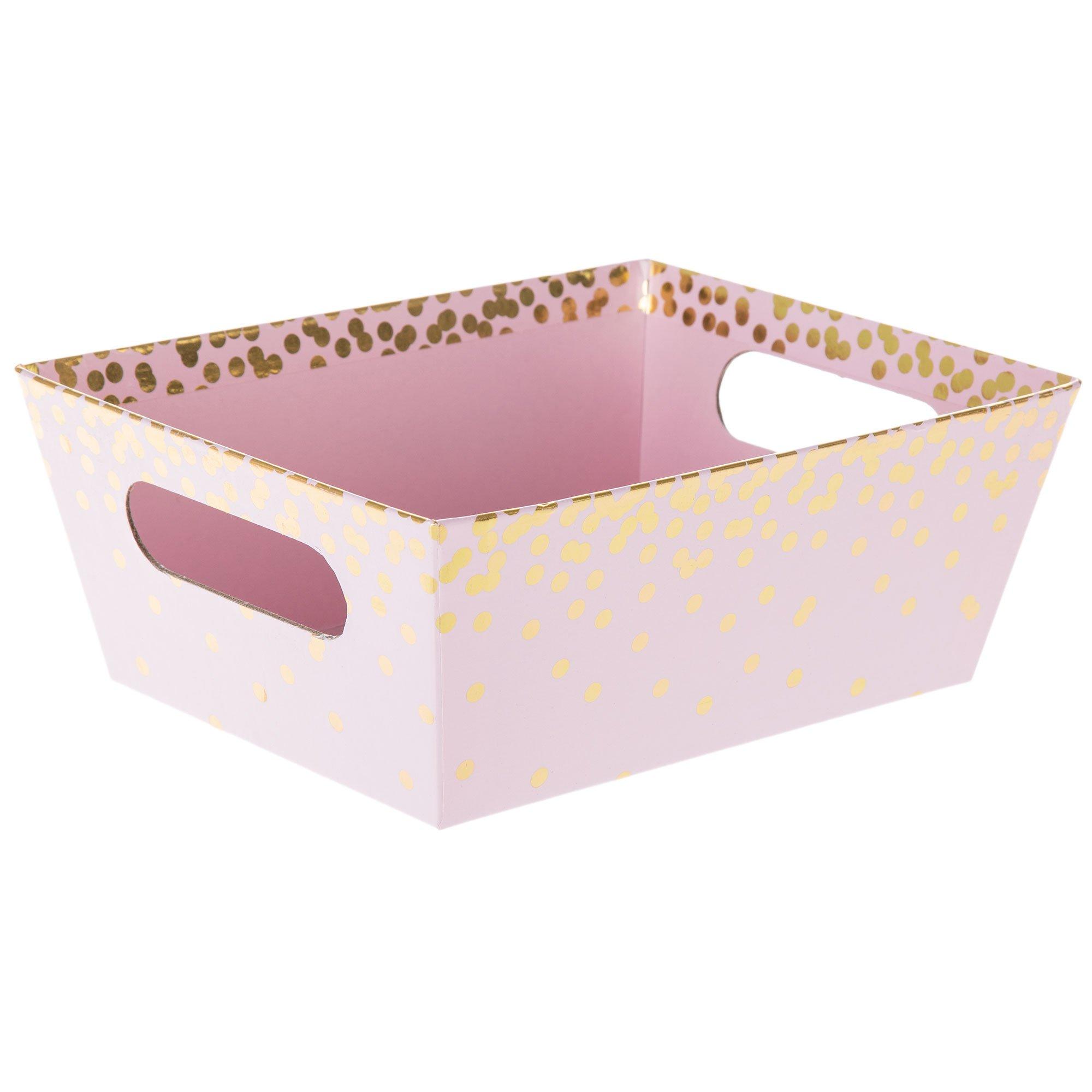 Hot Pink and Gold Dot Office Storage Box with Lid