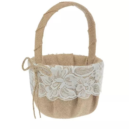 Burlap & Lace Flower Basket | Hobby Lobby | 1405430