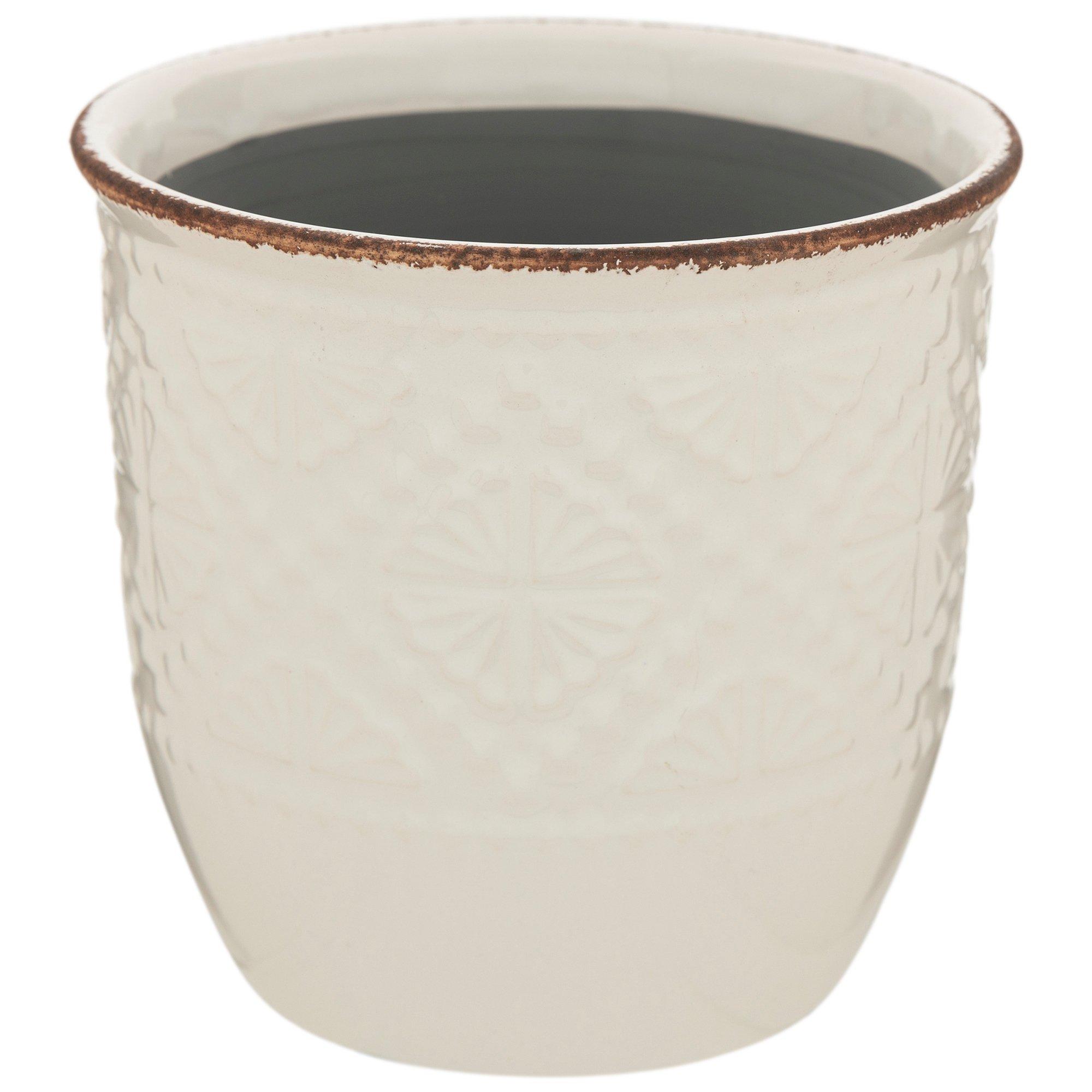 White Embossed Geometric Flower Pot Hobby Lobby 1407444