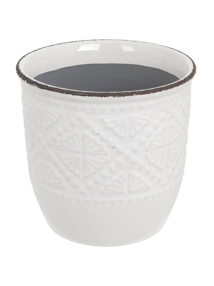 White Embossed Geometric Flower Pot | Hobby Lobby | 1407444