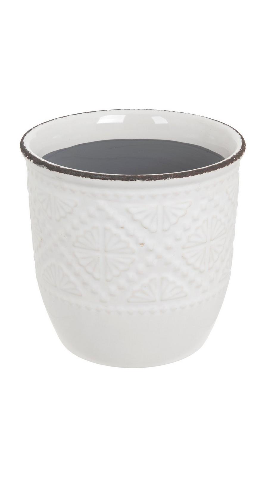 White Embossed Geometric Flower Pot | Hobby Lobby | 1407444