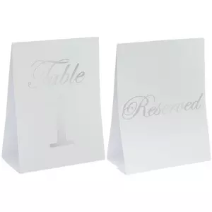 Silver & White Table Number Cards